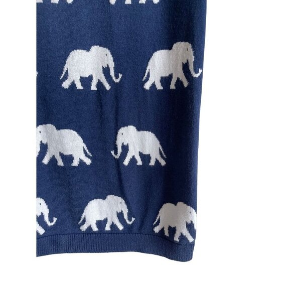 Talbots XS Elephant Allover Knit Short Sleeve Top Navy Blue White Cotton Blend - Picture 7 of 8